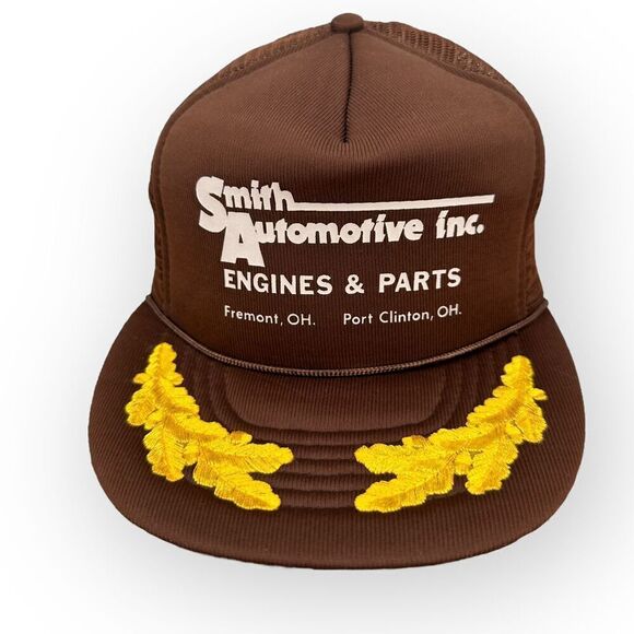 Vintage Smith Automotive Mesh Trucker Hat Brown Snapback Embroidered - Picture 2 of 10